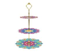 Diamond Painting Cupcake Stand Kits 3 Tier Diamond Art Cake Stand Dinner Snack Rack Afternoon Tea Display Tower Dessert Holder Pastry Tray Platter for Birthday Wedding Tea Party Decor (Mandala B)