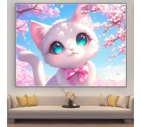 Diamond Painting Cute Diamond Art Kits Adults 50x30cm Cat 5D DIY Full Crystal Gem Art Kits,Paint by Numbers for Adults Kids Beginners Embroidery Cross Stitch Canvas Painting,Home Office Decor zhad578