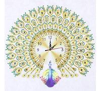 Diamond Painting DIY 5D Special Shape Rhinestones, ABEUTY Golden Peacock Clock, Partial Drill Crystal Diamond Art Kits (Clock 1)
