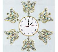 Diamond Painting DIY 5D Special Shape Rhinestones, ABEUTY Six Butterflves Clock, Partial Drill Crystal Diamond Art Kits (Clock 3)