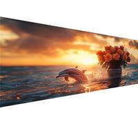 Diamond Painting Dolphin,Sunset Diamond Art Kits For Adults Kids Diy Full Round Drill Crystal Arts And Crafts For Adults,5D Dimond Embroidery Paint By Numbers Room Decor Women Gifts 30x60cm Q1-733