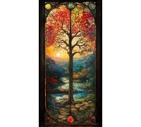 Diamond Painting Dream Large Diamond Art Kits for Adults Tree, 5D Crystal Rhinestone Embroidery Pictures, Sequin Gem Art Crafts for Adults, Cross Stitch Christmas Home Wall Decoration 40x80 cm c-3773
