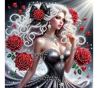 Diamond Painting Elegante Dame Beauty Special Shaped 5D DIY Partial Drill Diamonds Dots Gem Art Kits for Adults DIY Gift Home Decor Diamonds -Paintings Gem Art 11.81x11.81inch