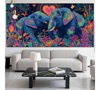 Diamond Painting Elephant Diamond Art Kits Adults/Beginners,5D DIY Large Diamont Picture Couple Full Drill Gem Art Crystal Embroidery Mosaic Canvas Painting Numbers kit,Home Decor Gifts 20x60in LK-396
