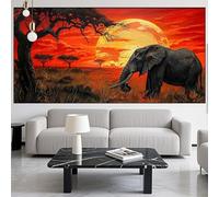 Diamond Painting Elephant Diamond Art Kits Adults/Beginners,5D DIY Large Diamont Picture Sunset Full Drill Gem Art Crystal Embroidery Mosaic Canvas Painting Numbers kit,Home Decor Gift 40x120in LK-492