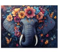 Diamond Painting Elephant, DIY Flower Diamond Art Kits Adults Large Paint by Numbers for Adults 110x80cm Crystal Art, Rhinestone Cross Stitch Craft Canvas Painting for Home Wall Decor, Gifts Y9-538