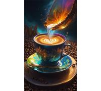 Diamond Painting Fantasy Milk Coffee,5D DIY Diamond Art Kits for Adults Beginners,Diamond Painting Kit Square Drill Full Drill Crystal Gem Arts Picture for Home Wall Decor 70x150 cm
