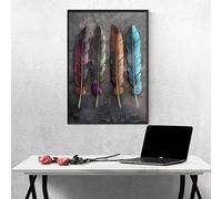 Diamond Painting Feather Diamond Art Kits Adults, Blue 5D DIY Full Drill Crystal Art Kits for Adults Beginners, Cross Stitch Embroidery Crafts Pictures, for Home Wall Decor, Gifts 20x26in PJY5 6-A