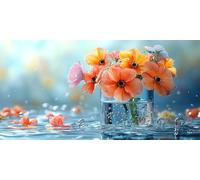 Diamond Painting Flower Cross Stitch Kits for Adults Gem Art Kit Water Droplet Diamond Art for Kids 5D DIY Crystal Embroidery Kits Arts and Crafts for Adults, Wall Decor, Holiday Gifts, 30x60cm s-196