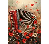 Diamond Painting Flower Diamond Art Kits Adults 35x45 cm DIY 5D Full Drill Red Dimond Art Kit for Beginners Crystal Rhinestone Embroidery Canvas Painting for Relaxation, Bedroom Decor with Tools H-73