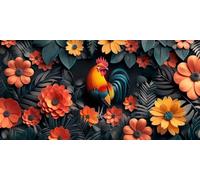 Diamond Painting Flower Diamond Art Kits Adults, 4x8inch Mini Dimond Art Rooster Gem Arts and Crafts Paintings, DIY Full Drill Crystal Rhinestone Mosaic Kits with Accessories, Home Decor Gifts J2-1652