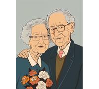 Diamond Painting Flower Diamond Art kits Adults, 5D DIY Full Drill Cross Stitch Embroidery Craft Supplies Elderly Couple Crystal Art Paintings, for Christmas Home Decor Gifts Giving 100x150cm H-2280