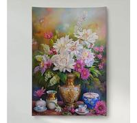 Diamond Painting Flower Diamond Art Kits Adults Flowers Diamont Painting Full Drill Crystal Art Kits for Adults DIY Cross Embroidery Crafts Pictures, for Home Wall Decor, Gifts 16x20in PjY1997 1-2