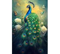 Diamond Painting Flower Diamond Art Kits Adults Peacock DIY Cross Stitch Sequin Art, Crystal Arts and Arafts for aAdults, Rhinestone Embroidery Gem Arts Crafts, for Home Decor Gifts 12x18inch Q-866