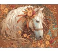 Diamond Painting Flower Large Diamond Art Kits Adults 30x20cm, Horse Crystal Art Kits for Adults Beginners, 5D DIY Full Drill Dimond Crystal Crafts, Dimond Painting for Home Wall Room Decor, Model 130