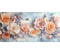 Diamond Painting Flower Large Diamond Art Kits for Adults Lscape, 5D Crystal Rhinestone Embroidery Pictures, Sequin Gem Art Crafts for Adults, Christmas Home Wall Craft Decoration 120x60 cm c-5166