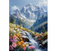 Diamond Painting Flower, Snow Mountain Diamond Art Kits Adults with Full Accessories, Full Drill Crystal Art Crafts Pictures Kits, Embroidery Cross Stitch Gem Paintings for Decor (16x22inch) -KF25060N
