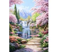Diamond Painting Flower, Waterfall Diamond Art Kits Adults, Full Drill Crystal Art, 5D DIY Painting Kits for Beginners, Home Wall Decor, Holiday Gifts, Relaxing & Stress Relief Activity 50x70cm f-241