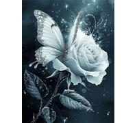 Diamond Painting Flower, White Diamond Art Kits Adults, Full Drill Crystal Art, 5D DIY Painting Kits for Beginners, for Home Wall Decor, Holiday Gifts, Relaxing & Stress Relief Activity 70x95cm f-174