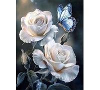 Diamond Painting Flower, White Diamond Art Kits Adults, Full Drill Crystal Art, 5D DIY Painting Kits for Beginners, for Home Wall Decor, Holiday Gifts, Relaxing & Stress Relief Activity 50x70cm f-175