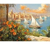 Diamond Painting Flowers Diamond Art Boat Kits Adults, DIY 5D Round Full Drill Crafts for Kids Beginner, Crystal Cross Stitch Gem Art Canvas Painting Kits for Home Wall Decor Gifts 80x100cm N6-304