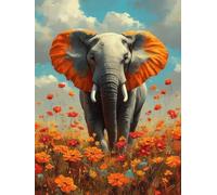 Diamond Painting Flowers, Elephant Diamond Art Kits Adults with Full Accessories, DIY Full Drill Crystal Art Crafts Pictures Kits, Embroidery Cross Stitch Gem Paintings for Decor 28x38inch - 1F25L