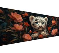 Diamond Painting Flowers,Snow Leopard Diamond Art Kits For Adults Kids Diy Round Drill Crystal Arts And Crafts For Adults,5D Dimond Embroidery Paint By Numbers For Room Decor Gifts 60x120cm Q1-679