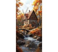Diamond Painting Forest Large Diamond Art Kits for Adults Cabin, 5D Crystal Rhinestone Embroidery Pictures, Sequin Gem Art Crafts for Adults, Christmas Home Wall Craft Decoration 40x80 cm c-4373