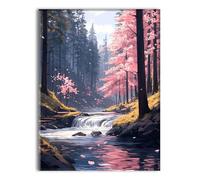 Diamond Painting Forest River Diamond Art Arts and Crafts for Adults Embroidery Kit, DIY Gem Art Kits for Beginners Full Drill Crystals Decoration Paint for Home Wall Decoration Gifts 70x95cm P-q-8073