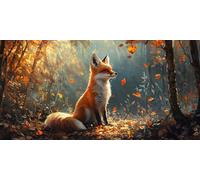 Diamond Painting Fox, Orange Color Diamond Art, Gem Painting Full Drill Crystal Art Kits and Crafts, Embroidery Cross Stitch Canvas Painting by Numbers for Adults, for Home Decoration 70x140cm Hz-281