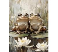 Diamond Painting Frog Diamond Art Kits Adults, Lotus Dimond Painting 5D DIY Full Round Drill Gem Embroidery Cross Stitch Kits Crafts for Home Bedroom Decor, Gifts for Women 24x32inch -bby260524