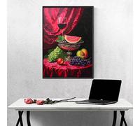 Diamond Painting Fruit Diamond Art Kits Adults, Cup 5D DIY Full Drill Crystal Art Kits for Adults Beginners, Cross Stitch Embroidery Crafts Pictures, for Home Wall Decor, Gifts 12×16 inch PJY9 4-A