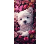 Diamond Painting Fruit Diamond Art kits Adults , DIY Gem Art Painting kit Dog 5D Full Drill Square Crystal Embroidery Cross Stitch , Mosaic Pictures Arts and Crafts, Wall Decor Home 40x80cm A-U1227