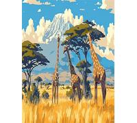 Diamond Painting Giraffe Dimond Art for Adults Grassland 12x16 inch, Crystal Art Kits for Beginner, Cross Stitch Arts and Crafts Pictures Embroidery Kit for Home Decor, Hobbies for Adults Women J-708K