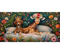 Diamond Painting Giraffe, Dog Diamond Art Kits Adults Beginner, 5D DIY Square Full Drill Crystal Art Kits, Mosaic Gem Rhinestone Crafts for Adults, 16x32 Inch Large Canvas for Home Wall Decor, Model62