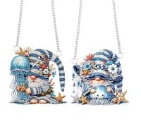 Diamond Painting Hanging Ornament for Adults,Special Shaped Rhinestone 2Pcs Ocean Gnome Diamond Art Pendant Kit, Acrylic Suncatcher Window Wall Decor, Hanging Diamond Art Craft Gift