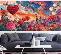 Diamond Painting Heart 20x40in,Rose Diamond Art Kits Adults,DIY Crystal Art Paint by Numbers Beginner Embroidery Gem Painting Mosaic Craft Canvas Kits for Adults,Home Decoration Gifts Women VQ-1072