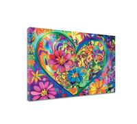 Diamond Painting Heart Diamond Art Retro Kits Adults, DIY 5D Round Full Drill Crafts for Kids Beginner, Crystal Cross Stitch Gem Art Canvas Painting Kits for Home Wall Decor Gifts 30x50cm N6-1001