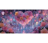 Diamond Painting Heart-Shaped Diamond Art Kits Adults, Pink Crystal Art Kits for Children Beginners, 5D Full Drill Gem Painting Crafts, DIY Embroidery Gifts, for Home Wall Decor, 35x70cm p-768