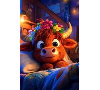 Diamond Painting Highland Cattle Diamond Art Kits Adults Flower DIY Cross Stitch Sequin Art, Crystal Arts and Arafts for aAdults, Rhinestone Embroidery Gem Arts Crafts for Home Decor 12x18inch Q-992