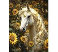 Diamond Painting Horse, Diamond Art Kits Adults, Flower 5D Full Square Drill Crystal Art Gem Painting by Numbers, DIY Embroidery Crafts for Adults Beginners Kits, for Home Wall Decor 30X40cm R-98