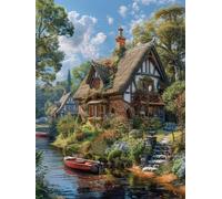 Diamond Painting House Diamond Art Kits Adults Small 30x40cm River Crystal Art Kits for Adults DIY 5D Round Full Drill Gem Dots Rhinestone Embroidery Paintings Crafts, Home Wall Decor Gifts -53yN