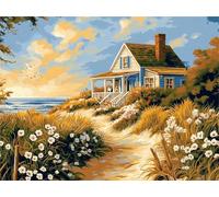Diamond Painting House Seaside Diamond Art kits Adults Crystal Art Crafts for Adults Mosaic Making DIY Kids Beginner Embroidery Cross Stitch Dimond Painting Kit Home Wall Decor Gifts 100x150cm a-51