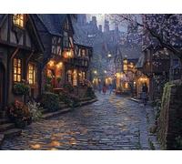 Diamond Painting Houses Diamond Art Kits Adults, Landscape Dimond Painting 5D DIY Full Round Drill Gem Embroidery Cross Stitch Kits Crafts for Wall Art, Home Bedroom Decor, Gifts 20"x16" -zjn25011C9