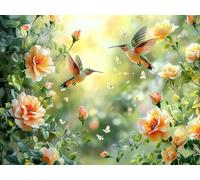 Diamond Painting Hummingbird Diamond Art Kits Adults, Flower Dimond Painting 5D DIY Full Round Drill Gem Embroidery Cross Stitch Kits Crafts for Wall Art, Home Bedroom Decor, Gifts 52"x40" -zjn25011S8
