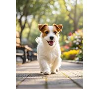 Diamond Painting Jack Russell Terrier 5D Diamond Art DIY Kits Full Round Drill Rhinestones by Number Embroidery Arts and Crafts for Living Room Bedroom Home Wall Decor 12x16 inch / 30x40cm