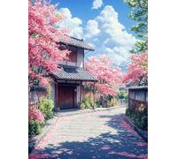Diamond Painting Japan Diamond Art Kits Adults, Cherry Blossoms Dimond Painting 5D DIY Full Round Drill Gem Embroidery Cross Stitch Kits Crafts for Home Bedroom Decor, Gifts 12X16 Inch -bby260589