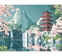 Diamond Painting Japan Large Diamond Art Kits Adults 40x30cm, Architecture Crystal Art Kits for Adults Beginners, 5D DIY Dimond Crystal Crafts, Dimond Painting for Home Wall Room Decor Gift, Model 64