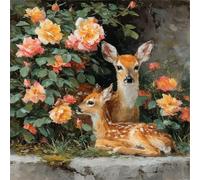 Diamond Painting Kit Deer 5D Diamond Art Kits Flower, Easy DIY Gem Art Adult Crafts Full Drill Square Crystal Cross Stitch, Hobbies for Adults Women, Home Wall Decoration Gifts 23.6x23.6inch Q-XG34