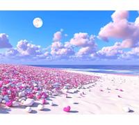 Diamond Painting Kit for Adults, 5D DIY Landscape Diamond Art Kits for Beginners Round Full Drill Dimond Painting Pictures Beach Crystal Gem Art and Craft for Living Room Wall Decoration 40x50cm X-706